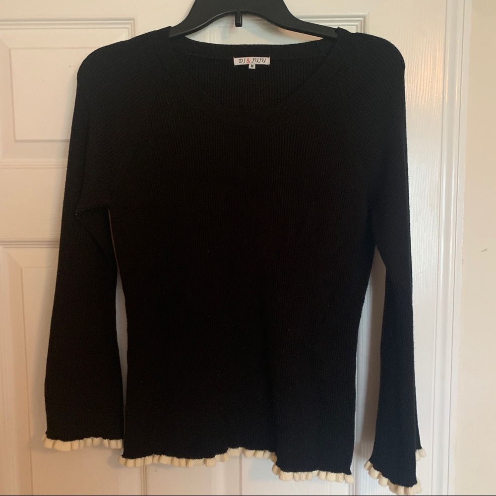 CUTE 90S RIBBED SWEATER FLARE SLEEVES
